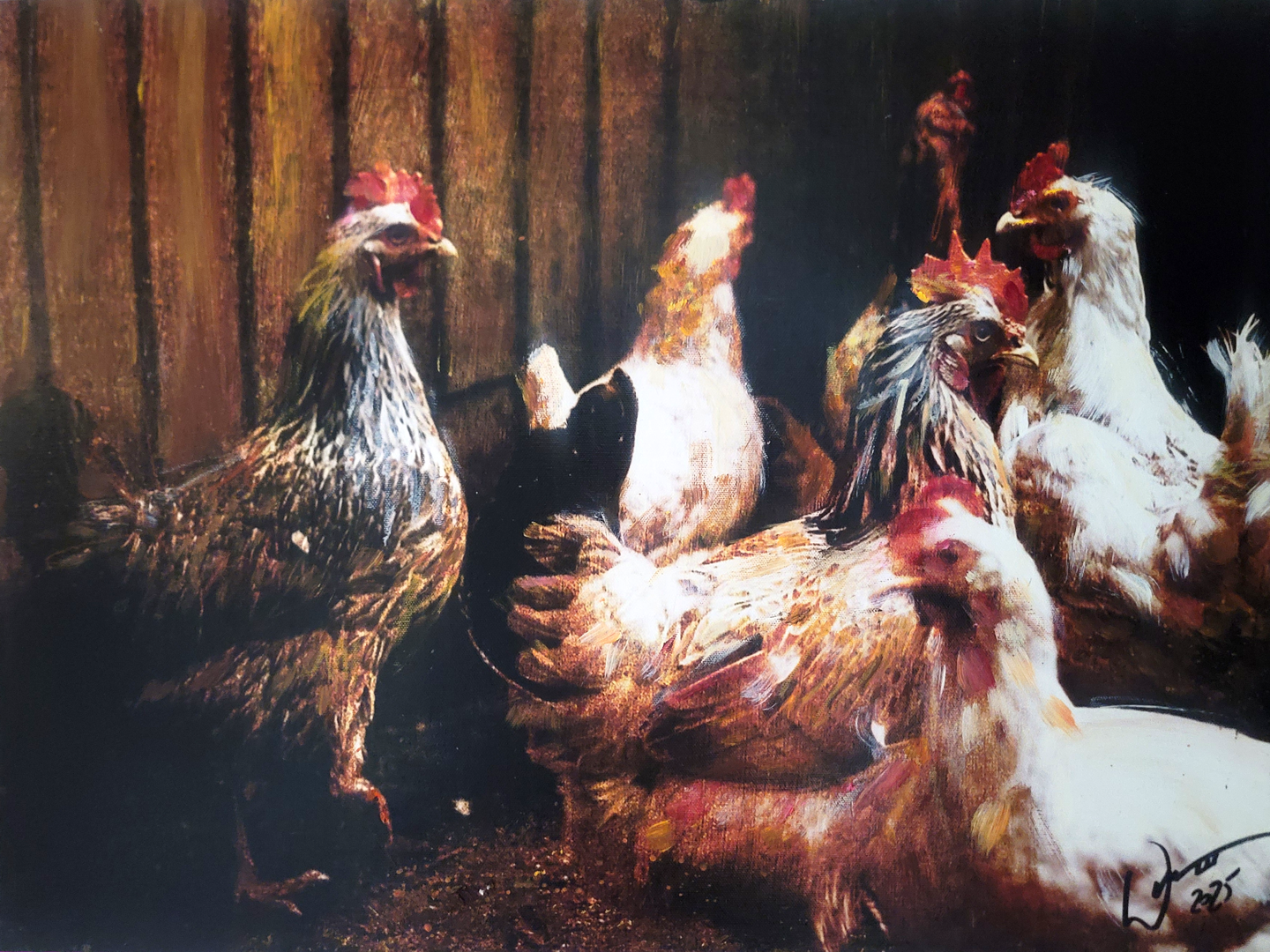 'Cockeyed' chicken painting by artist William III