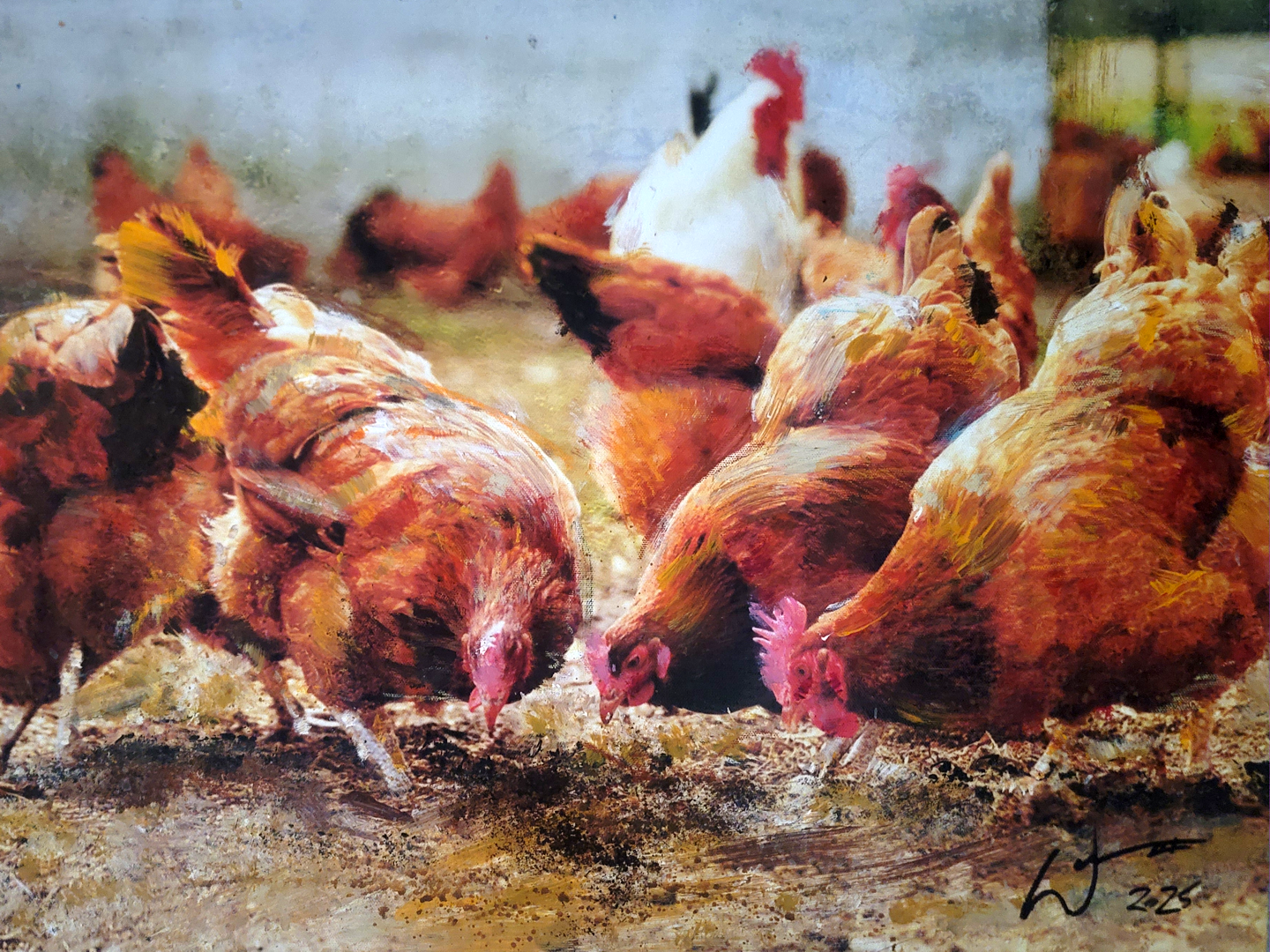 'Henpecked' chicken painting by artist William III