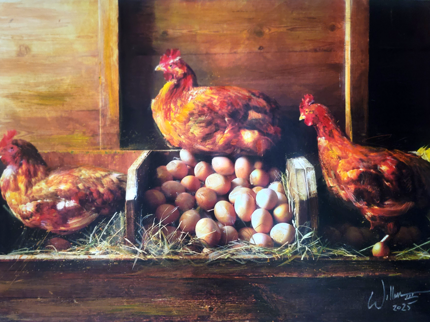 'Plentiful' chicken painting by artist William III