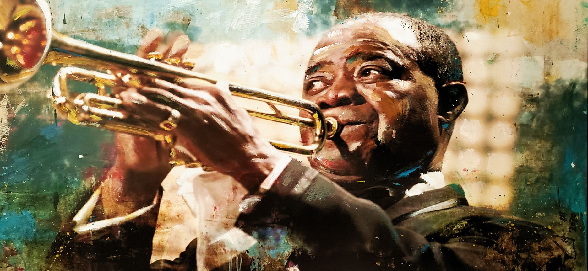 "West End Blues" Louis Armstong painting by artist, William III